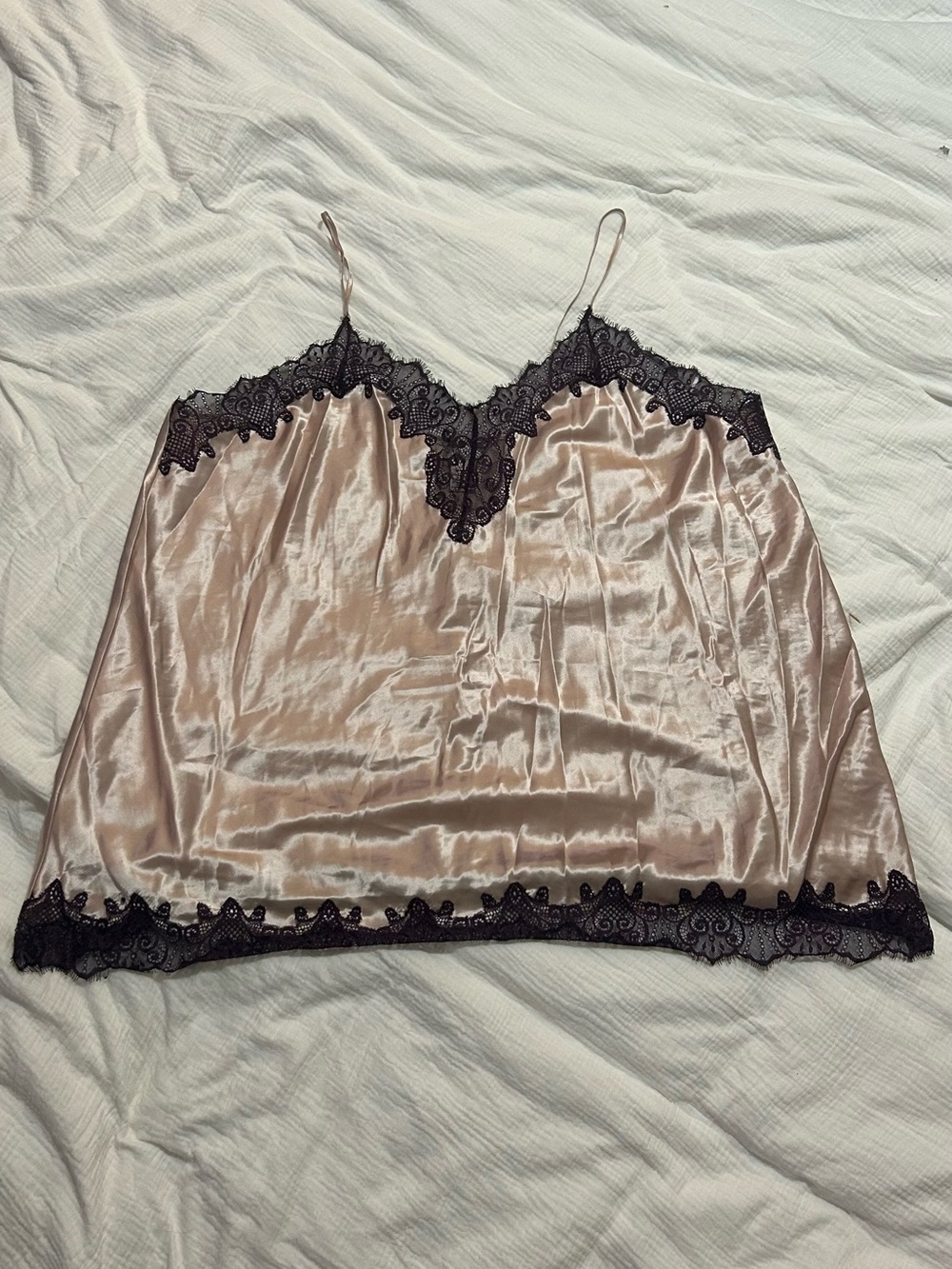 Cacique Blush Satin Chemise with Black Lace